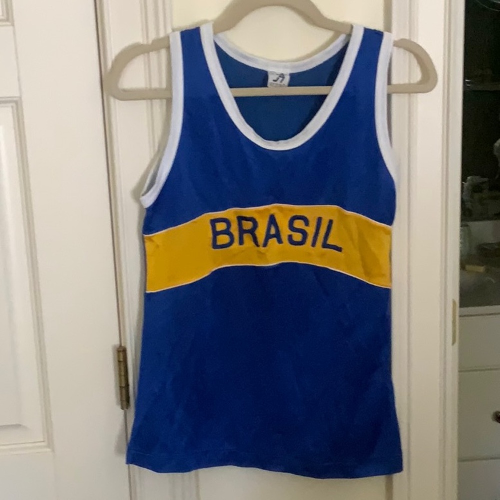ROYAL BLUE WITH GOLD BRASIL SOCCER SHIRT SIZE 8
